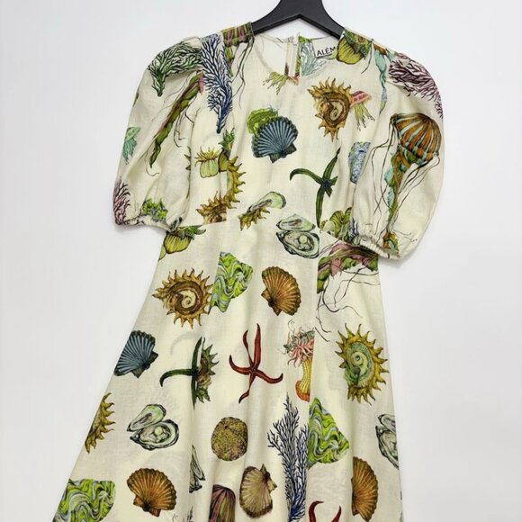 ALÉMAIS Sea Short-Sleeve Linen Midi Dress - Picture 3 of 16